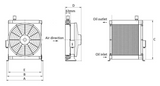 Oil cooler heat exchanger oil/air with fan, thermostat and switch 12V/24V