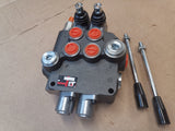 Monoblock hand lever valve, double-acting with pressure relief valve 80 l/min